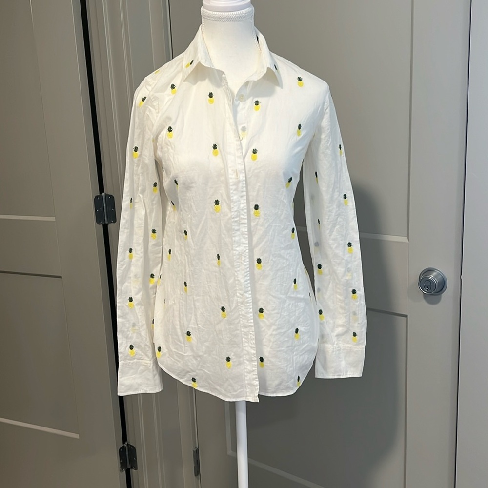 J Crew Pineapple Button Up shirt Size XS